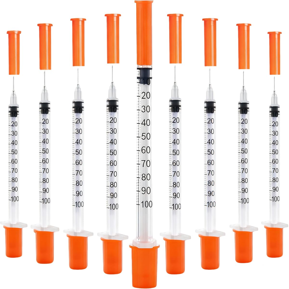 120 PACK U-100 Syringes, 30G 5/16" (8mm) 1ml/cc Disposable Syringe, Individual Wrapped, Lab Supplies