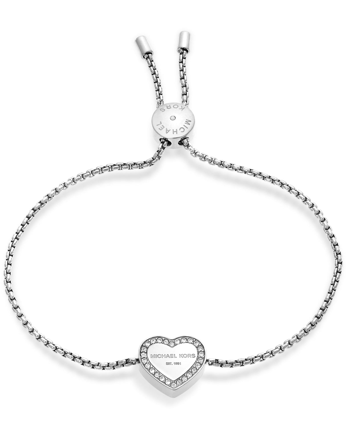 Michael Kors Logo Silver-Tone Slider Bangle Bracelet