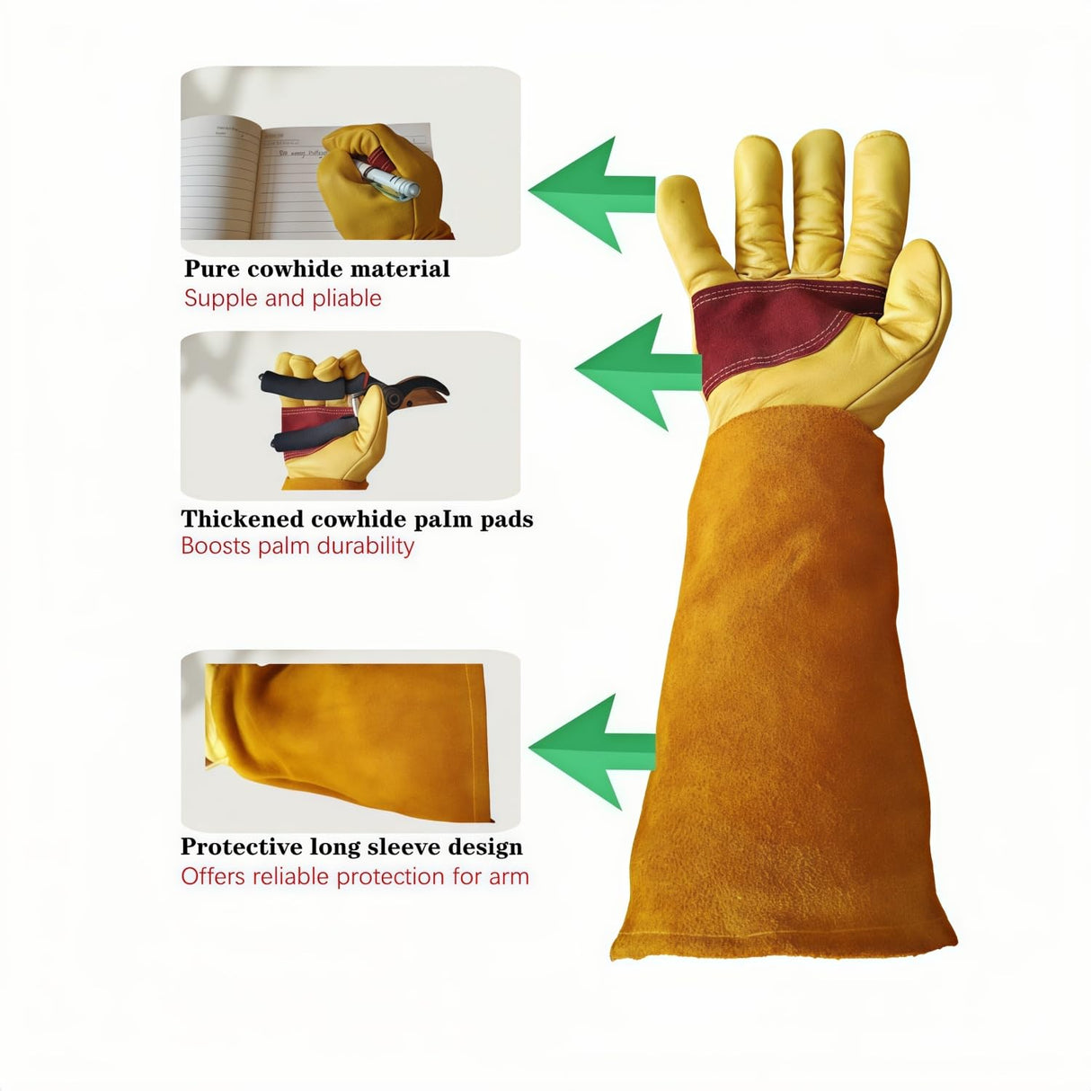 wfkwcxw Long Gardening Gloves, Yellow, Small