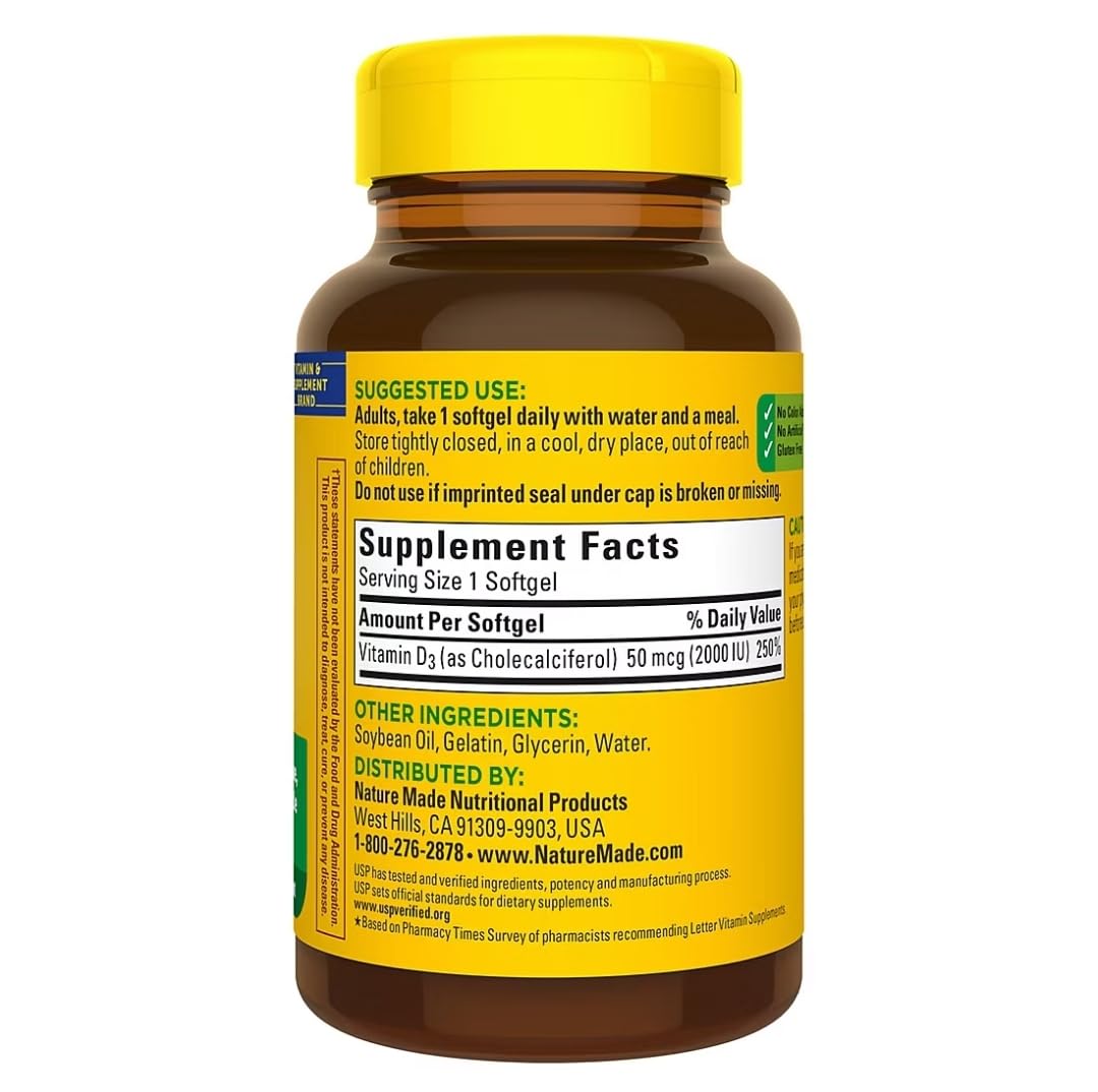 Nature Made Vitamin D3 2000iu 320 Ct. Soft Gels (Packaging May Vary)
