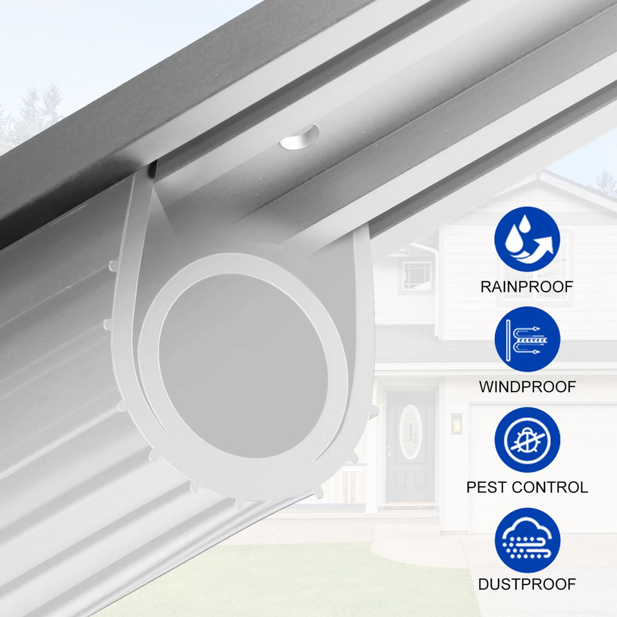 DGSL Garage Door Seals Bottom Rubber Weather Stripping Sealing Strip Replacement, Universal Weatherproof Threshold Buffering (20 Ft, White)