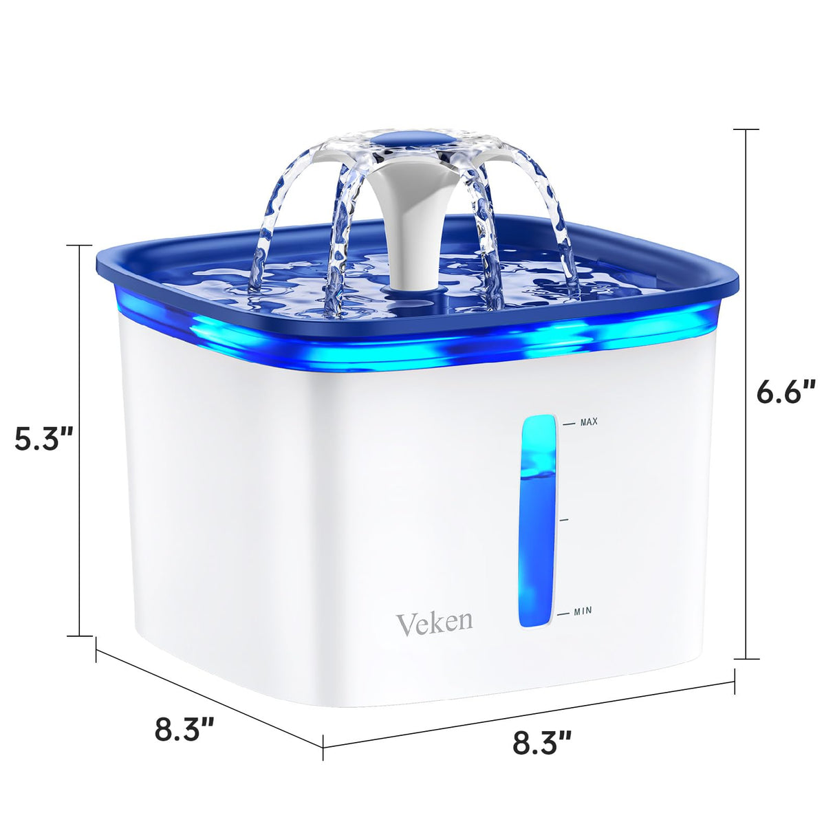Veken Innovation Award Winner 95oz/2.8L Pet Fountain, Automatic Cat Water Fountain Dog Water Dispenser with Replacement Filters for Cats, Dogs, Multiple Pets (Blue, Plastic)
