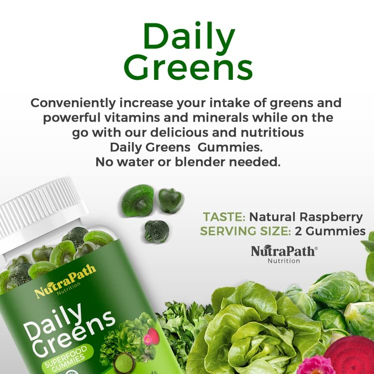Superfood Daily Greens Gummies - Fruits, Veggies, and Super Foods for Immunity, Energy - 60 Gummies