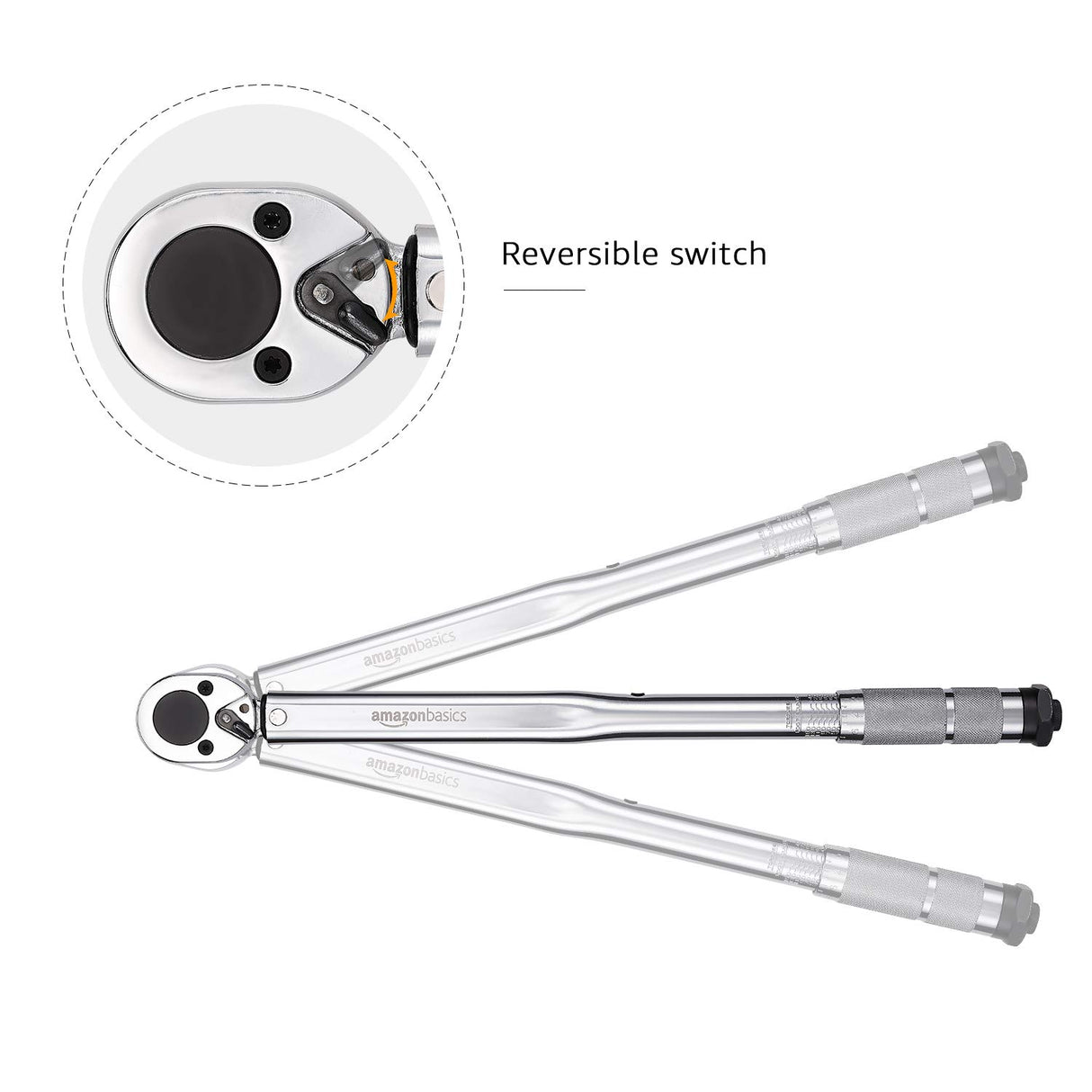 Amazon Basics 1/2-inch Drive Click Torque Wrench, 20-150 foot-lb, 27.1-203.5 Nm, Sturdy Construction with Storage Case
