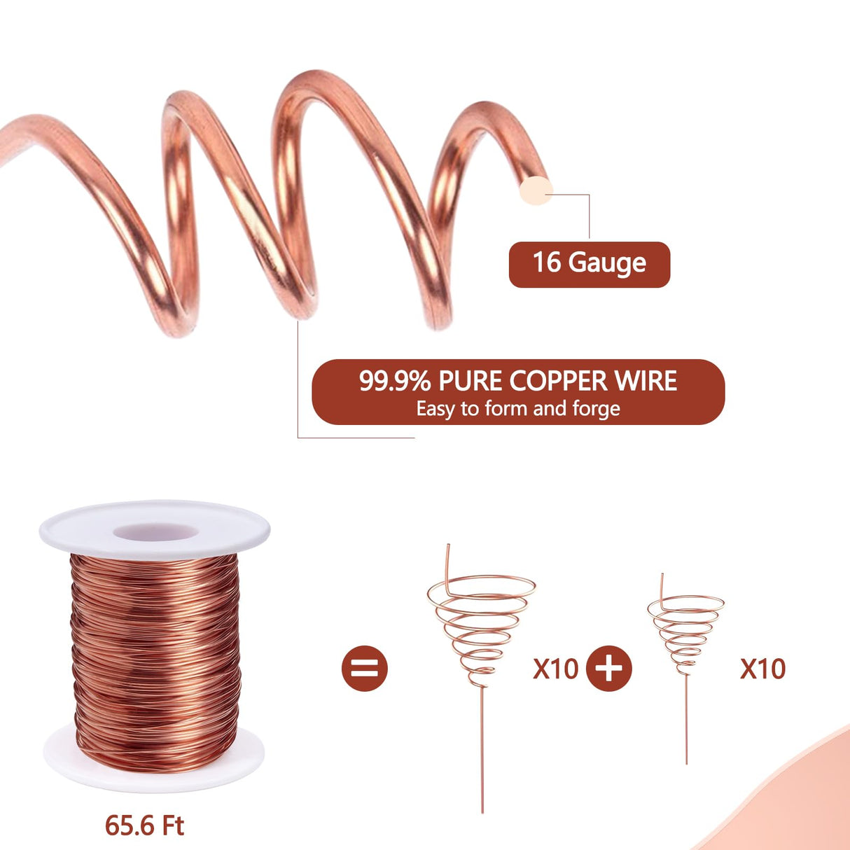 YBB Electroculture Gardening Copper Kit with 99.9% Pure Copper Wire 16 Gauge 65.6 Ft, 2 PCS Fibonacci Coil Winding Jigs, 12 PCS Wooden Stakes Antennas for Garden Plants Vegetables Growing