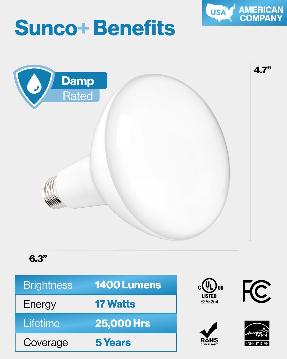 Sunco 6 Pack BR40 LED Light Bulbs, Indoor Flood Lights, Recessed Can Light Bulb, 1400 LM, 17W (100W Equivalent), 2700K Soft White, Dimmable, E26 Base, for Home, Bedroom, Kitchen UL