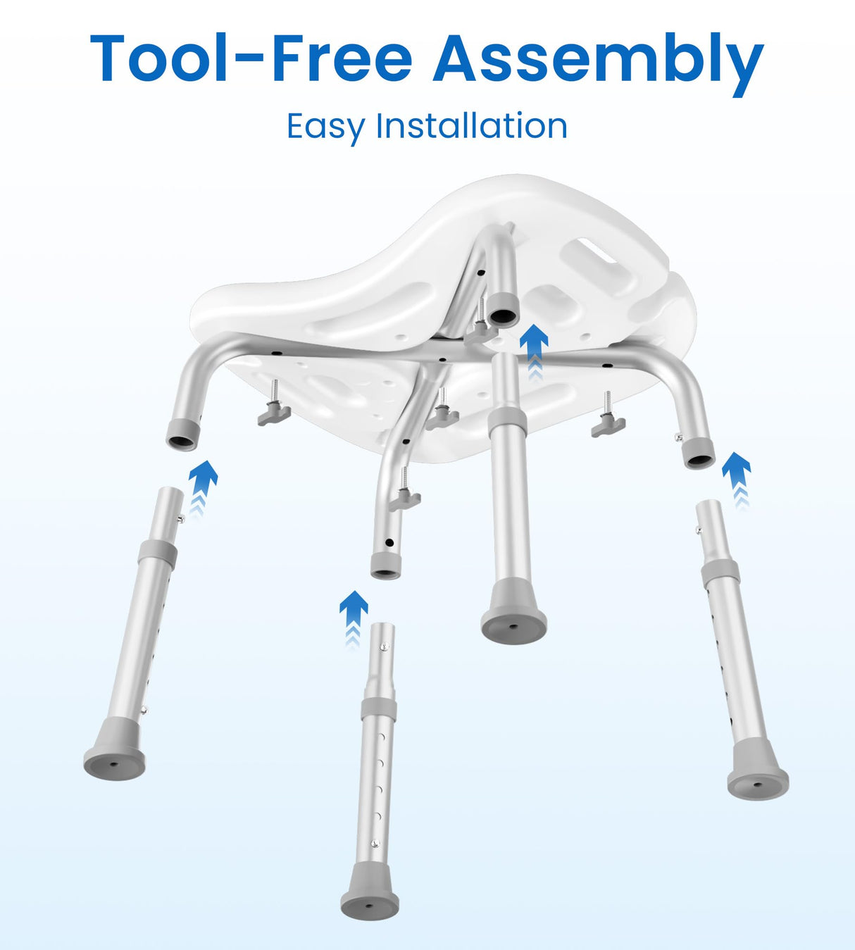 HOMLAND Shower Chair for Inside Shower, FSA/HSA Eligible, Adjustable Shower Stool with Strong Non-Slip Feet, 350 lbs Shower Seat for Inside Tub, Bench Bath Chair for Elderly and Disabled, White