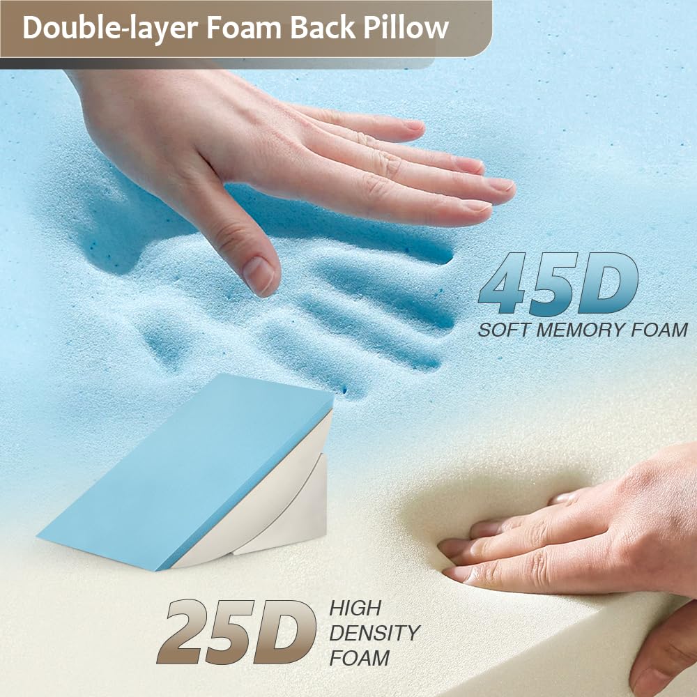 9PCS Orthopedic Bed Wedge Pillow Set for After Surgery Recovery, Body Positioners for Back and Leg Pain Relief, Adjustable Memory Foam Comfort for Sitting up in Bed, Ideal for Adult Acid Reflux & GERD