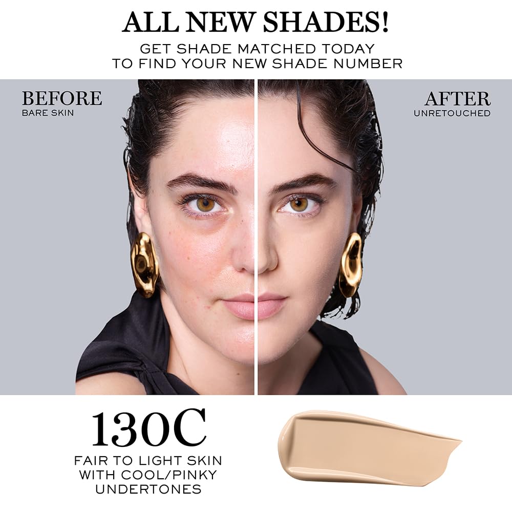 Lancôme Teint Idole Ultra Wear Buildable Full Coverage Foundation - Longwear & Waterproof - Natural Matte Finish - 130C (Fair to Light Skin with Cool/Pinky Undertones), 1 Fl Oz