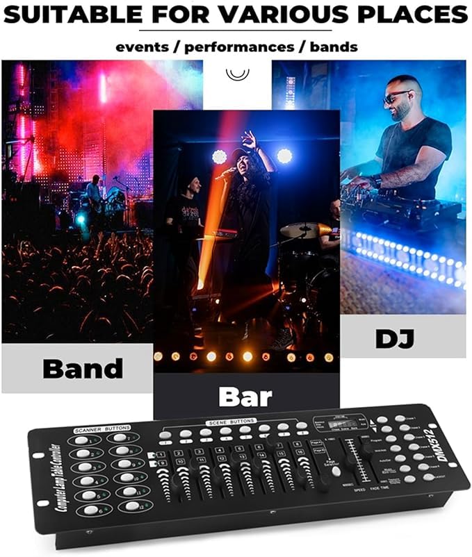 192 DMX Controller Use for Editing Program of Stage Lighting,DMX 512 DJ Controller Stage Light Controller Panel DMX Console for Party Music Show Christmas and Halloween
