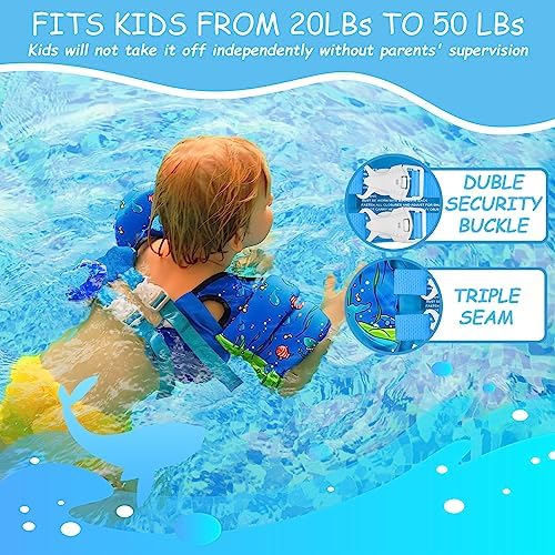 Chriffer Kids Swim Vest Life Jacket for 22-66 Pounds Boys and Girls, Toddler Floaties with Shoulder Harness Arm Wings for 2,3,4,5,6,7 Years Old Baby