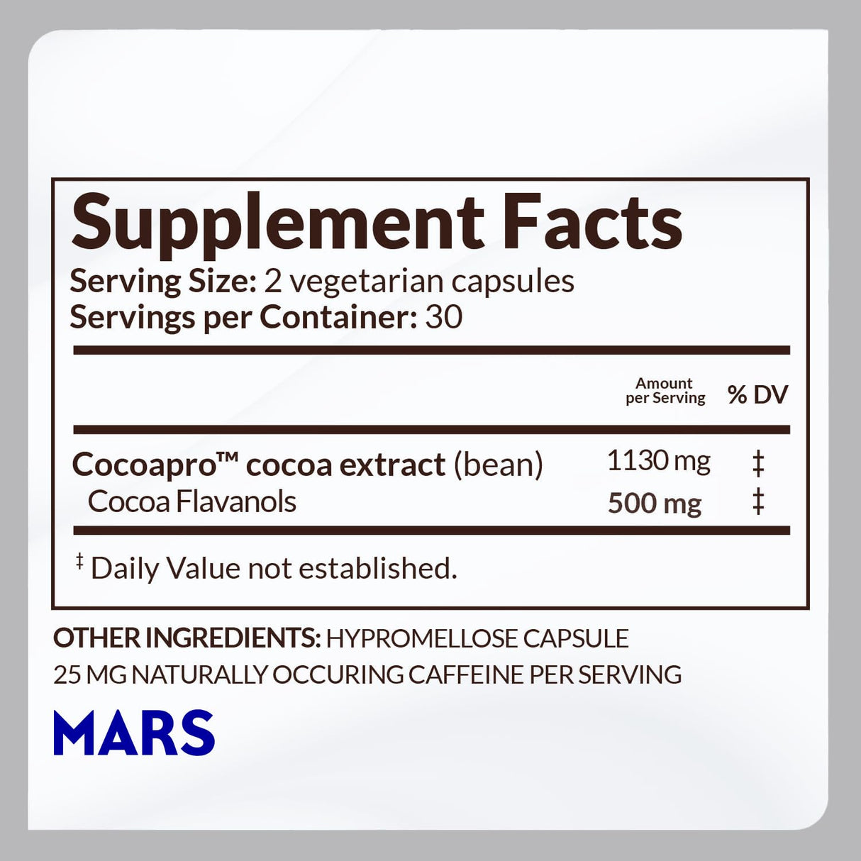 CocoaVia Heart & Brain Supplement, 30 Day, Cocoa Flavanol Extract, Memory & Circulation Booster, Nitric Oxide, Boost Oxygen & Energy, Plant Based, Gluten Free, Vegan, 60 Capsules