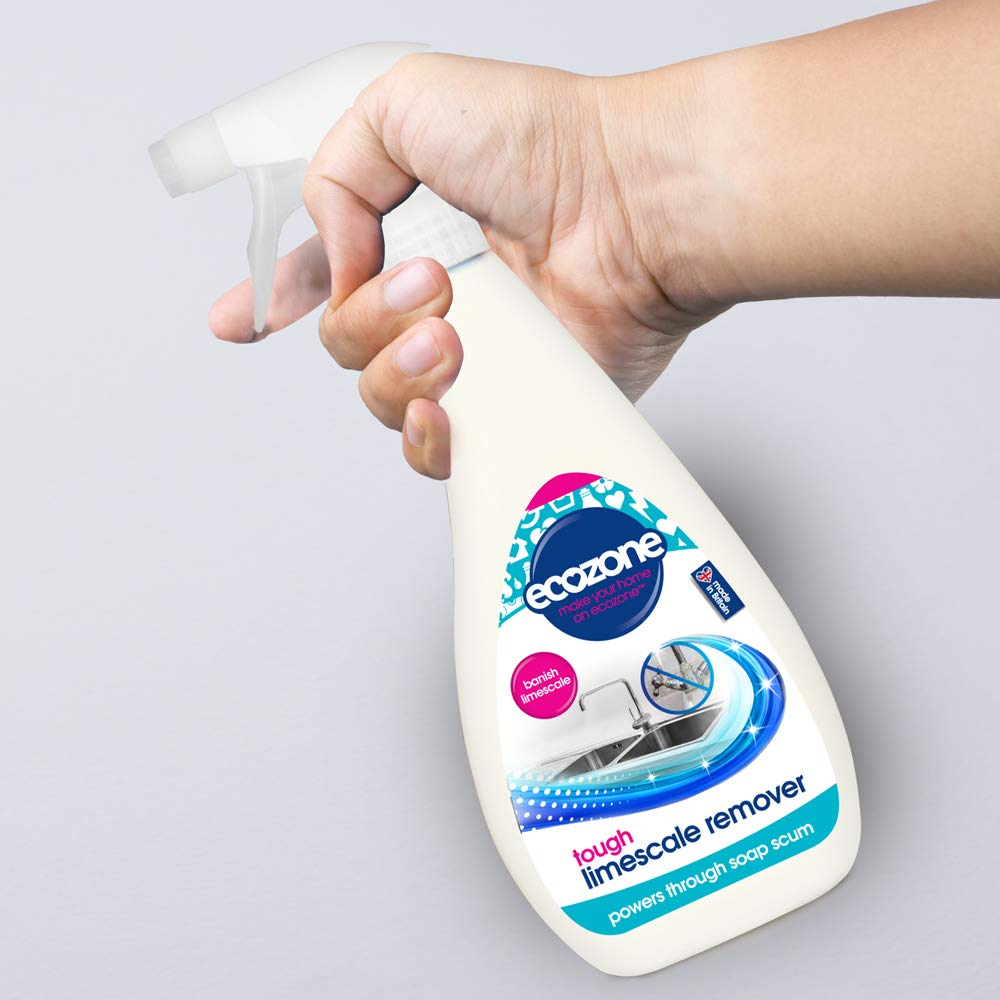 EcoZone Limescale Remover, Powers Through Soap Scum, Bathroom & Kitchen Cleaner De-scaler Spray, Long Lasting Shine & Protection, Natural Ingredients, Vegan Friendly (500ml)