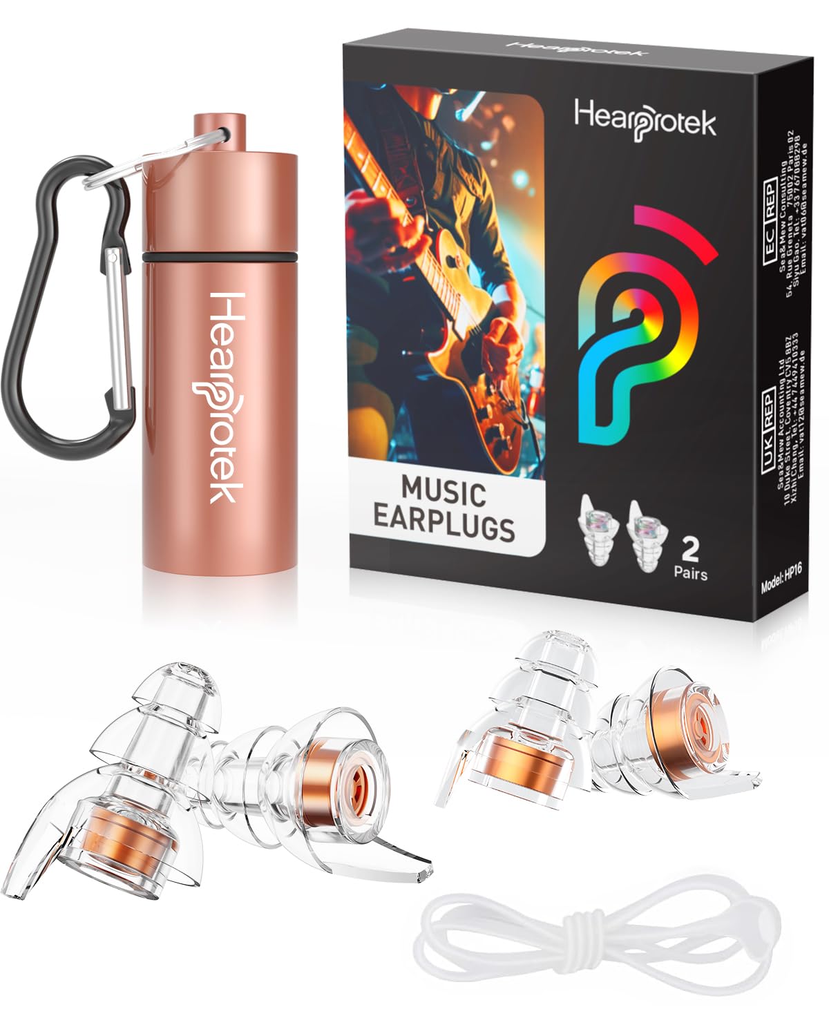 Hearprotek Concert Ear Plugs, 2Pairs Reusable high Fidelity Musician Ear Plugs for Concerts Loud Music-Noise Reduction Ear Protection earplugs for Rave,Festival,Music,Tinnitus Relief