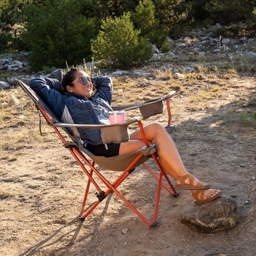 Kelty Deluxe Lounge Chair – Folding Outdoor Camp Chair, Insulated Cupholders, Customized Recline, Steel Frame, Padded Roll Storage, 2024 (Deep Lake)