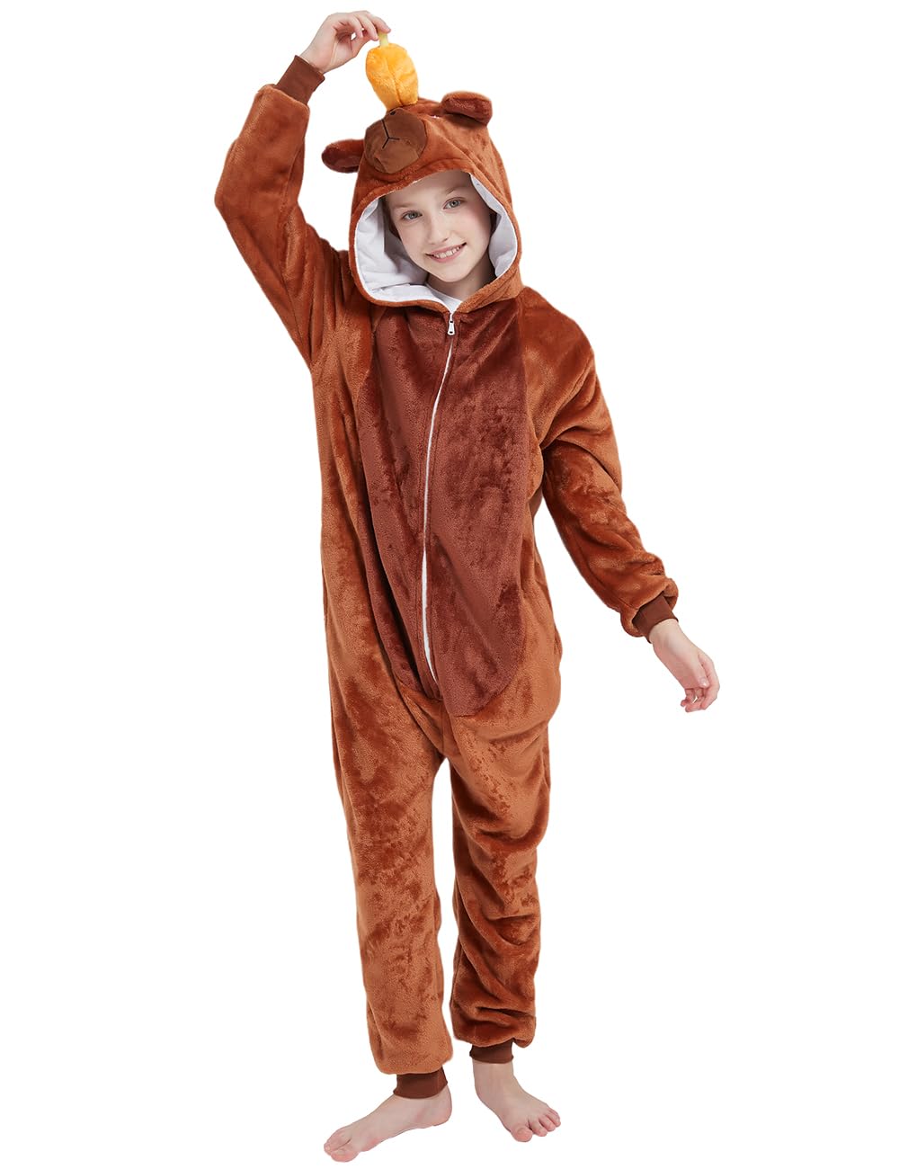 ABENCA Capybara Onesie Kids Costume Animal Girls One Piece Pajamas Cosplay Halloween Christmas.130