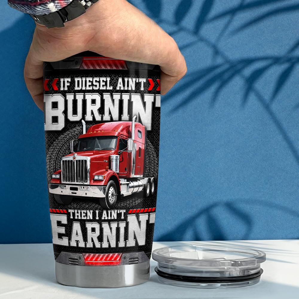 SANDJEST Truck Driver Tumbler 20oz Stainless Steel Insulated Travel Mug Cup for Men Dad Husband Trucker Gifts for Birthday Christmas Fathers Day