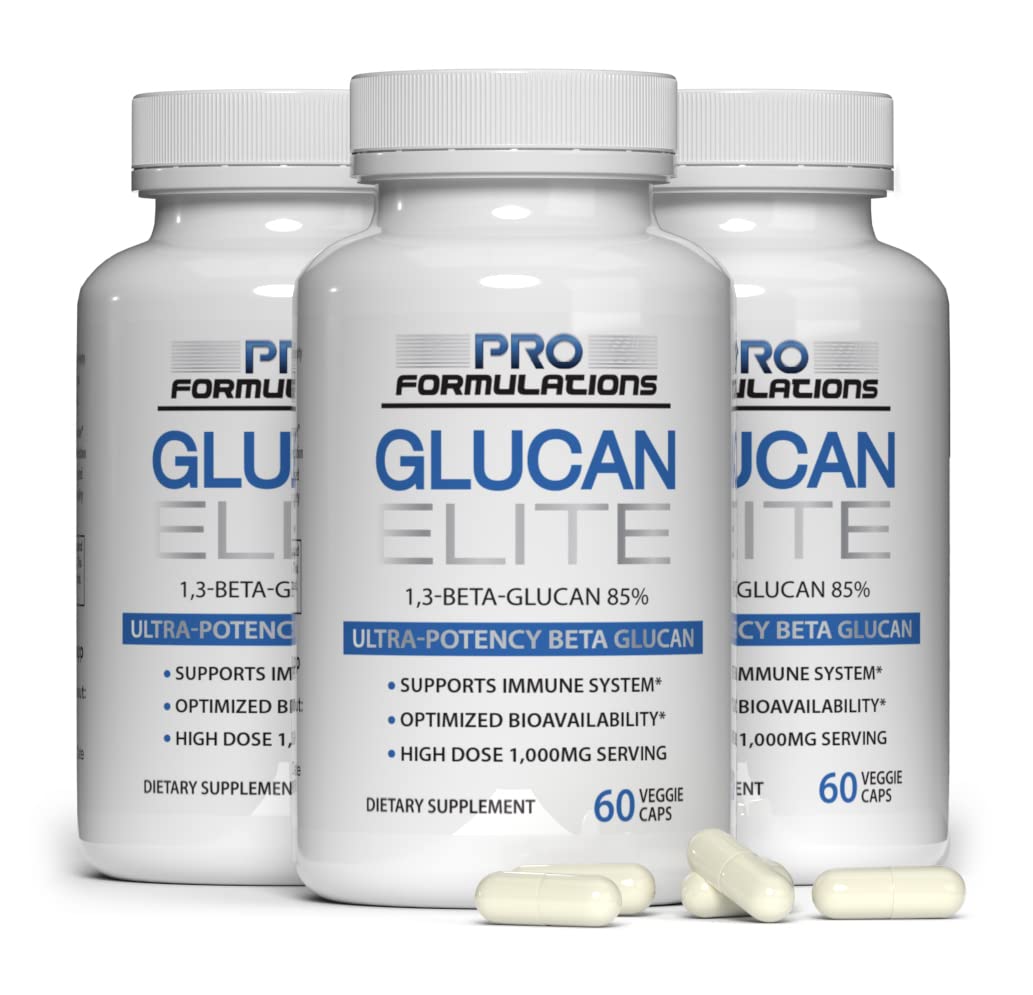 Glucan Elite – 85% Beta 1,3D Glucan 500mg - 60 vcaps | 85% Minimum Active 1,3 Linkage Ultra-Potency Beta Glucan – Highest Bioavailability with BGF-Immune (Pack of 3)
