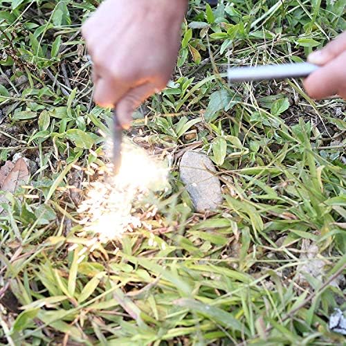 bayite 1/2 x 6 Inch Survival Drilled Flint Steel Fire Starter Ferrocerium Rod Kit with Striker-Pro Striker Paracord Landyard Handle Large