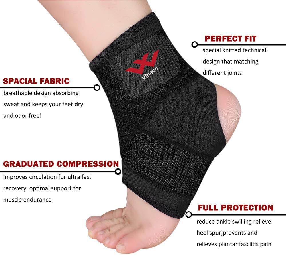 Vinaco Ankle Brace, 2 Pack Breathable & Strong Ankle Brace for Sprained Ankle, Stabilize Ligaments, Prevent Re-Injury, Ankle Braces for men & women with Adjustable Wrap, ankle support for men