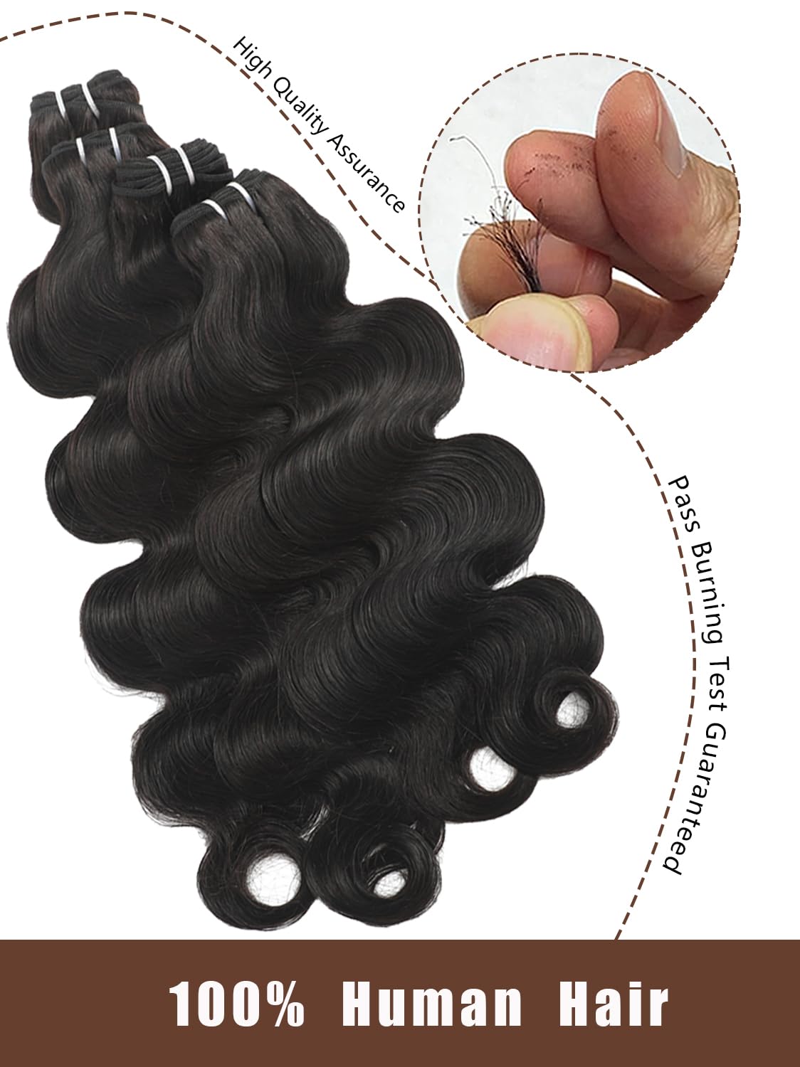 Human Hair Bundles 20 22 24 26 Inch Body Wave Bundles Human Hair 100% Unprocessed Brazilian Quick Weave 4 Bundles deals Human Hair Extensions Natural Black YNiSew