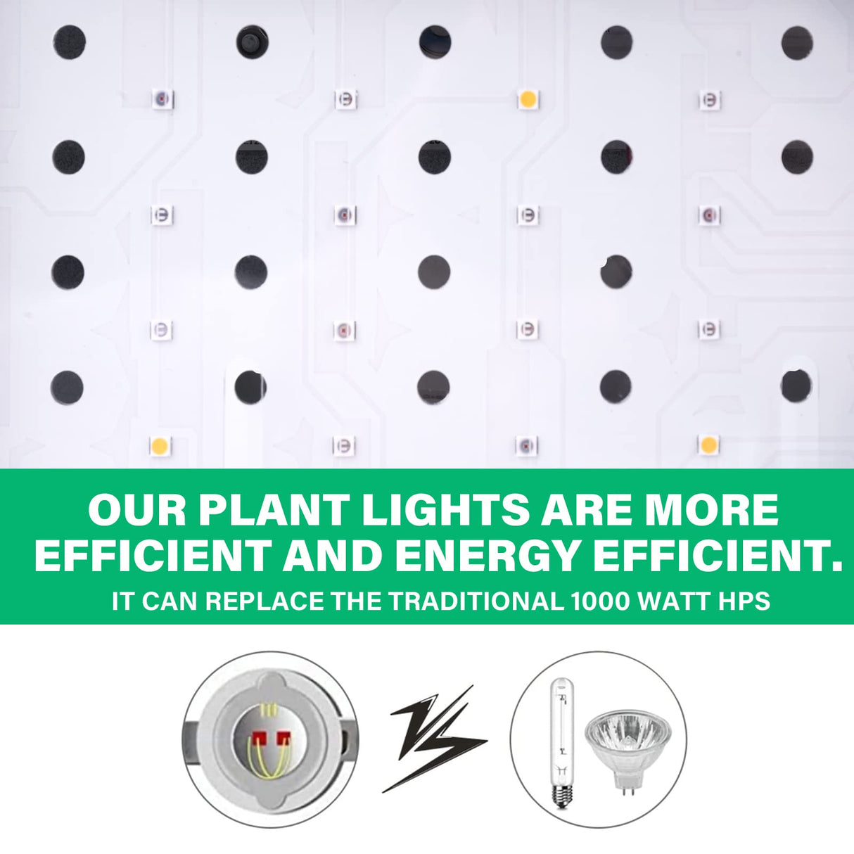 TATU 1000w LED Grow Light for Indoor Plants, Full Spectrum Plant Light Growing Lamp for Hydroponic Indoor Plant Veg and Flower for Grow Tent (Actual Power 100W=1000W HPS)