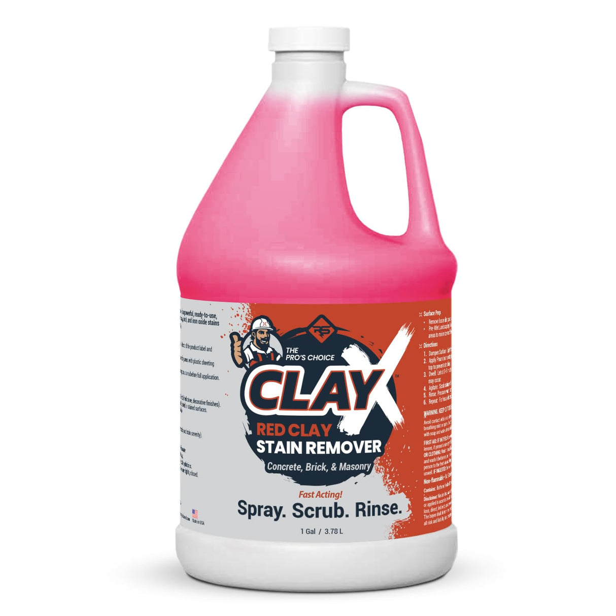 RadonSeal Clay-X Red Clay Stain Remover – 1 Gallon | Removes Red Clay Stains & Rust from Concrete, Brick, Pavers, Stucco & Masonry | Fast-Acting, Professional-Strength Spray Cleaner