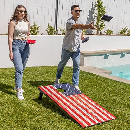 GoSports Portable Cornhole Sets, 8 Styles – Choose 4 x 2 ft or 3 x 2 ft - Boards Include 8 Bean Bags, Travel Case, and Game Rules