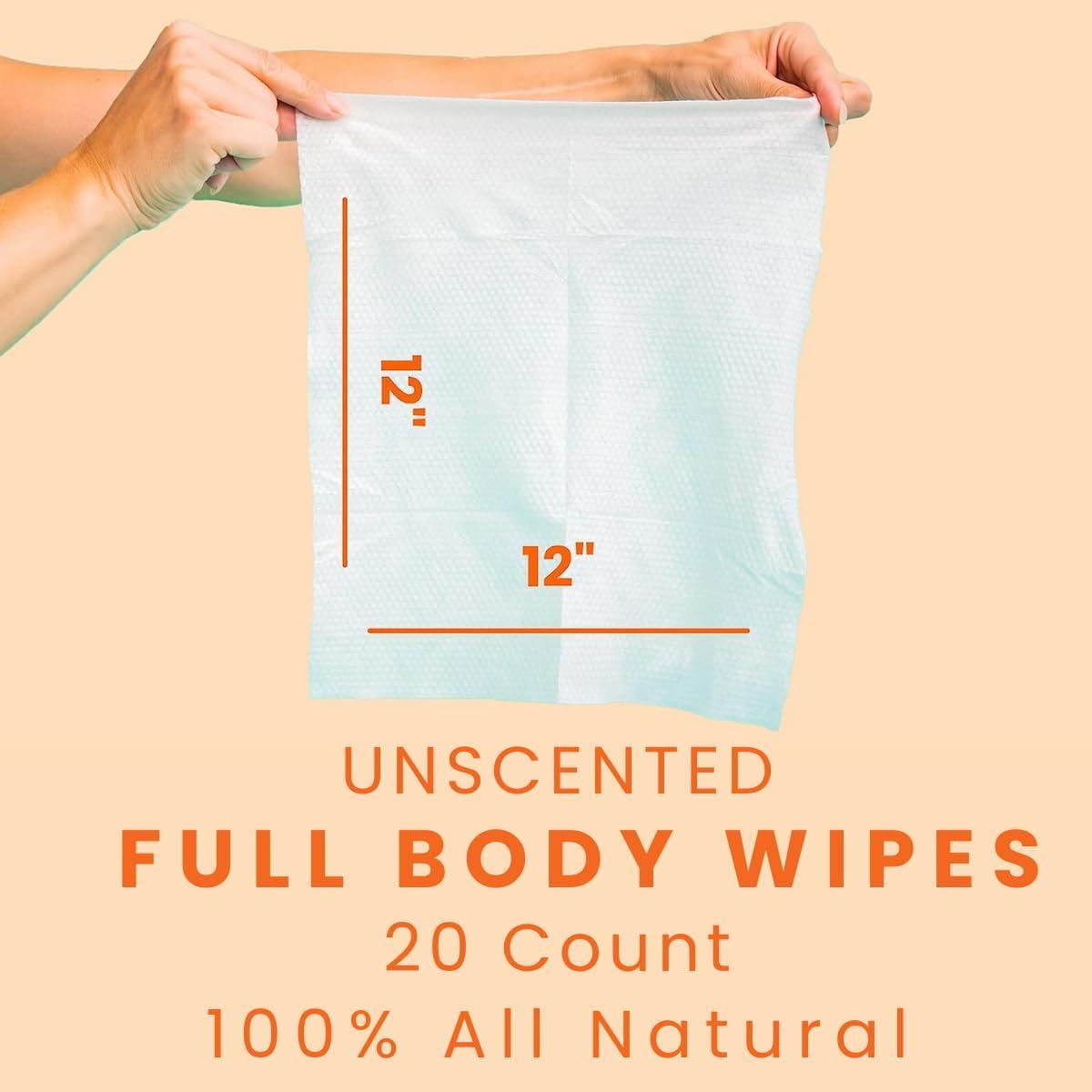 HyperGo XL Body Wipes for Women & Men – 12" x12" Rinse-Free Full Body Cleansing Wipes 2-20 Count Packs - Unscented | Biodegradable, Hypoallergenic, Aloe-Infused | Gym, Festival, Camping Essentials