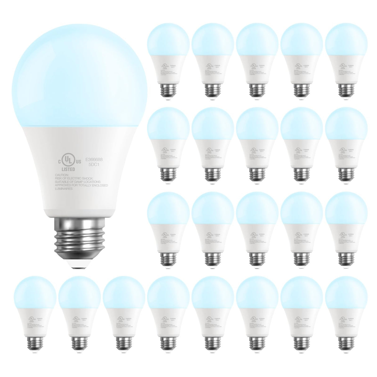 DAYBETTER A19 LED Light Bulbs, 60 Watt Equivalent LED Bulbs, Long Lifespan High Brightness 800LM Daylight White 5000K, E26 Standard Base Light Bulbs for Home Bedroom Office, Non-Dimmable, 24 Pack