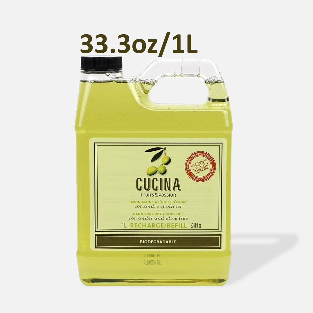 Cucina Purifying Hand Wash Refill, 33.8 Oz Plastic Jug (2, Coriander and Olive Tree)