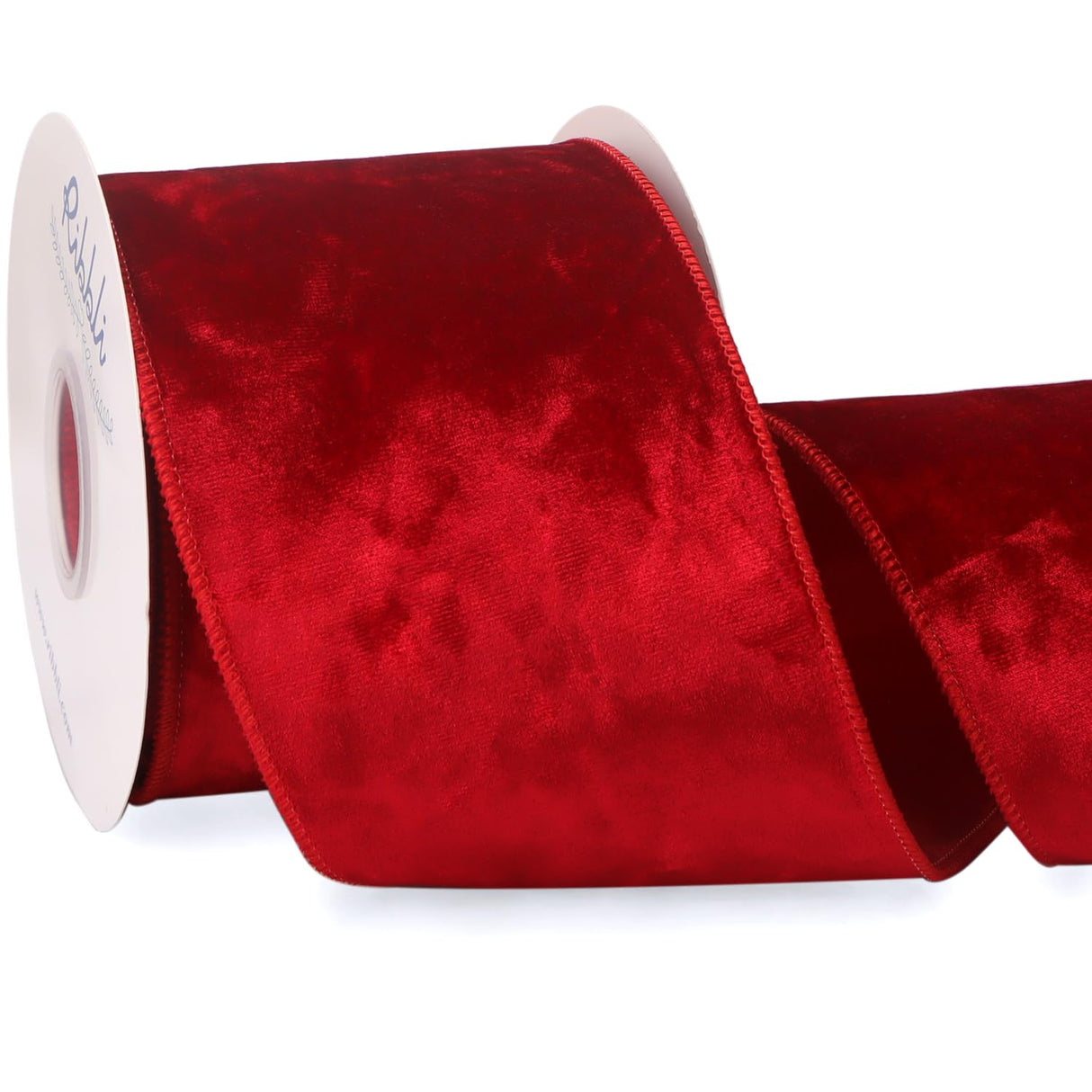 Ribbli Red Velvet Wired Ribbon 4 Inch Metallic Red Gold Crushed Velvet Christmas Ribbon for Gift Wrapping Christmas Tree Decoration Crafts Wreaths Supplies-Continuous 10 Yards