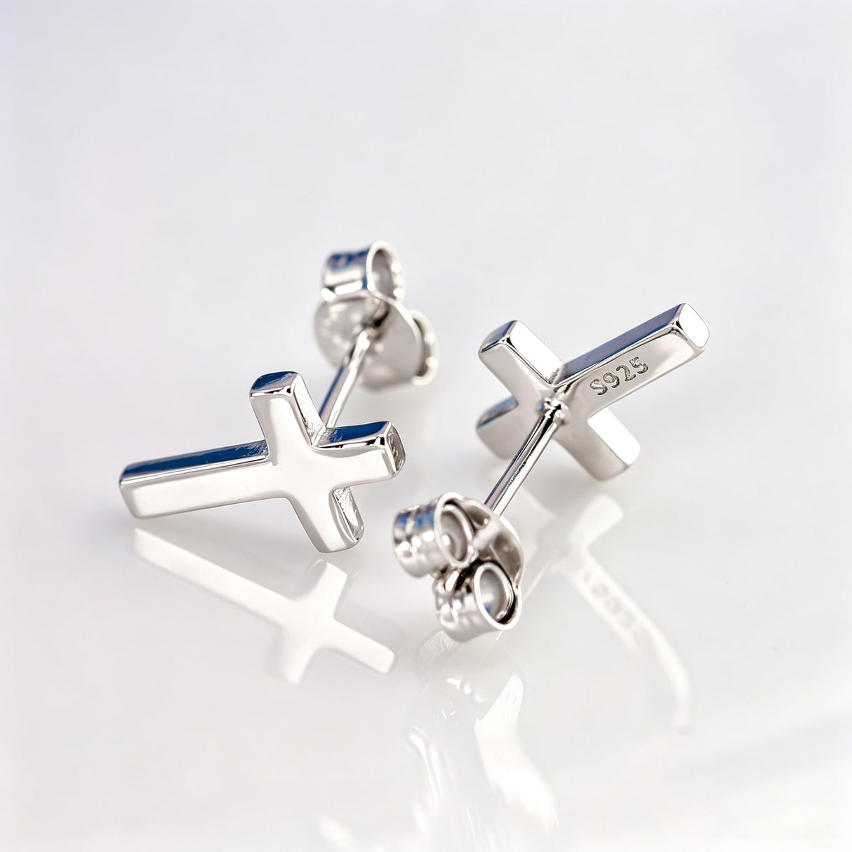HANFLY 925 Sterling Silver Cross Stud Earrings Fashion Earrings
