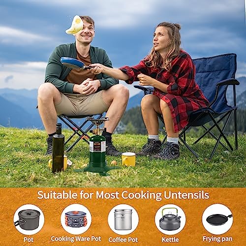 BottleTop Propane Stove with Adjustable Burner,Portable Camping/Backpacking Cooker 10000BTU,Camping Stove Propane,Single Burner Propane Stove,Camp Gas Stove with a USB Ligther (Fuel not included)