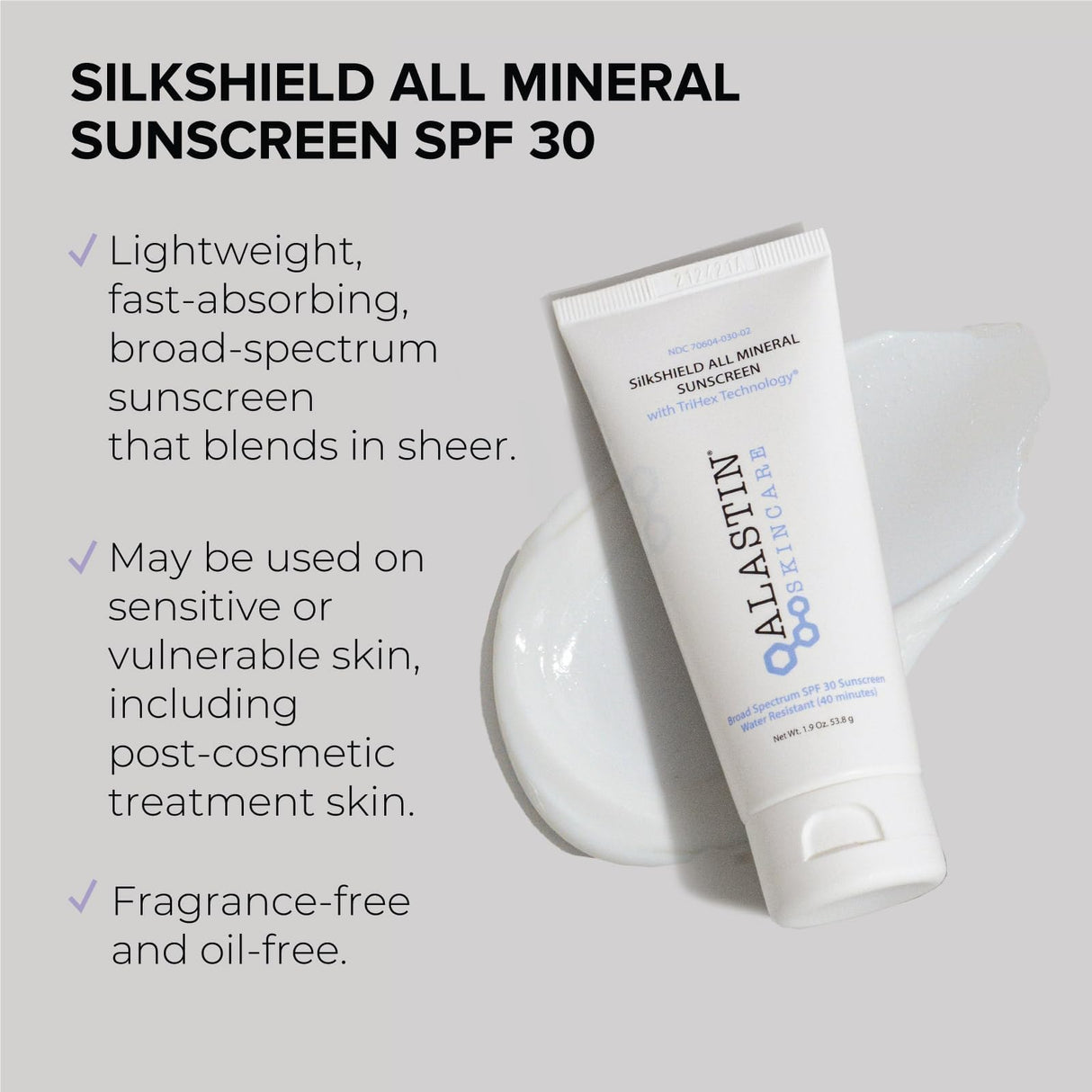 ALASTIN Skincare SilkSHIELD All Mineral Sunscreen for Face SPF 30 (1.9 oz) | Lightweight Sunblock Lotion | Daily Moisturizer | Fragrance-Free