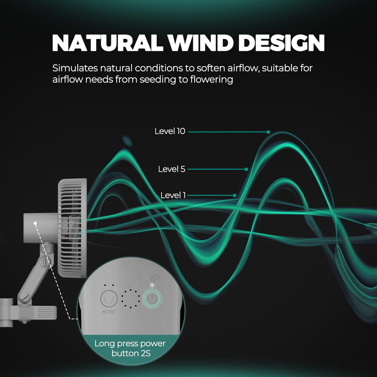 MARS HYDRO 6'' Oscillating Clip-On Grow Tent Fan, 10 Wind Speeds, EC Motor