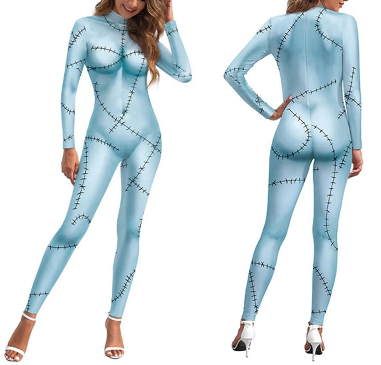 Qurtalun Christmas Costume for Women Cosplay Bodysuit 3D printed Long-sleeved Dress Grils Halloween Cosplay Costume (M, A)