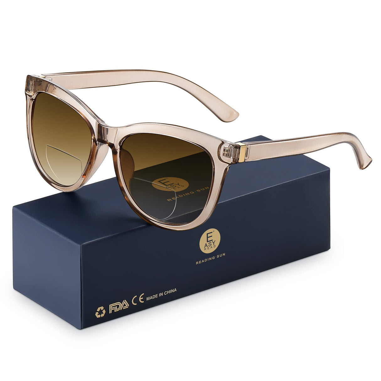 EASY READ Bifocal Reading Sunglasses for Women,Fashion Sun Readers UV400 Protection(Magnification 2.50, Brown)