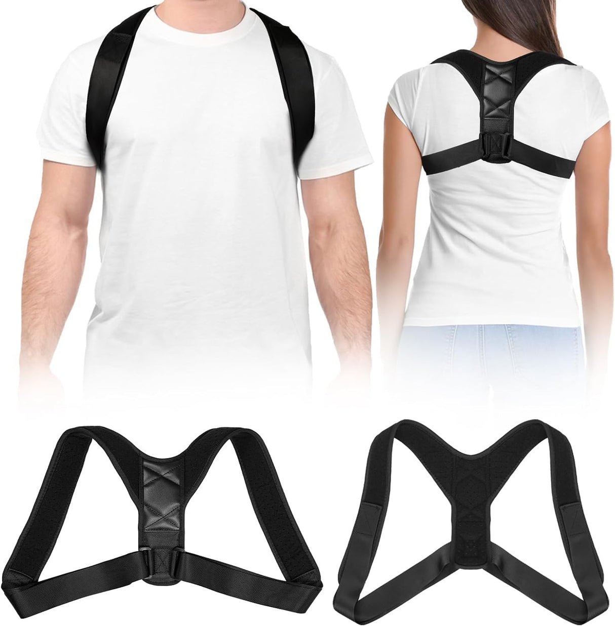 Posture Corrector for Women & Men, Adjustable Back Brace for Posture Support, Breathable & Invisible Upper Back Straightener – Relieves Neck, Shoulder, Clavicle Pain, Improves Alignment for Sitting(M)