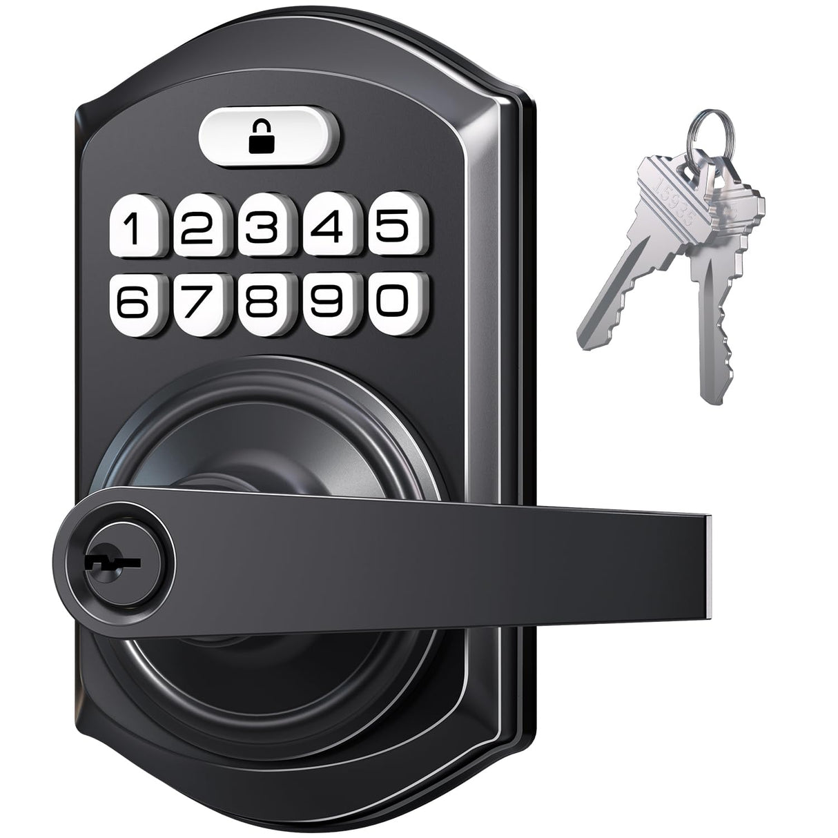 TEEHO TE004 Keyless Entry Keypad Door Lock with Handle - Smart Digital Electronic Lock for Interior Door with Anti-Peeping, Auto Lock & Passage Mode - Easy Installation - Matte Black