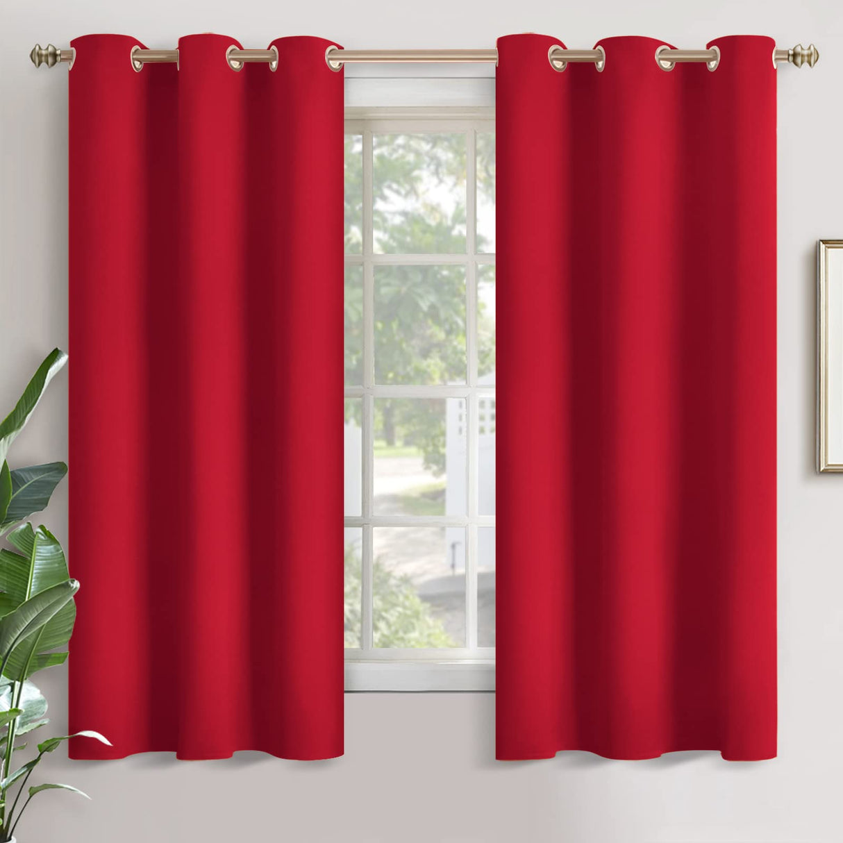 YoungsTex Red Blackout Curtains 63 Inch Length for Bedroom - Grommet Room Darkening Window Drapes Thermal Insulated for Christmas Living Room, 2 Panels, 42 x 63 Inch