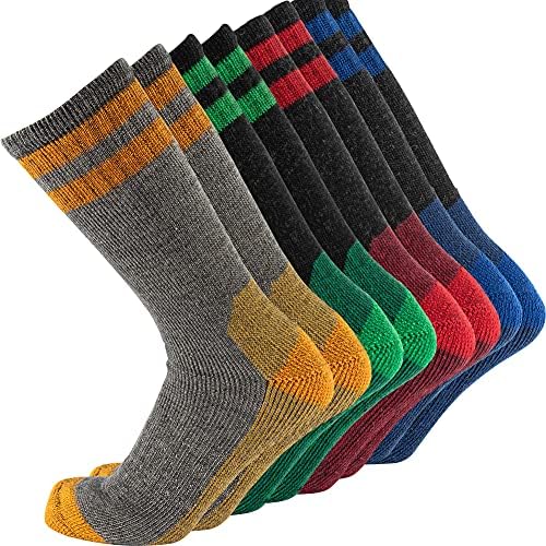 Cerebro Merino Wool Socks for Men, Cushioned Mid-calf Socks Moisture Wicking Men's Hiking Socks for Home, Trekking, Outdoors