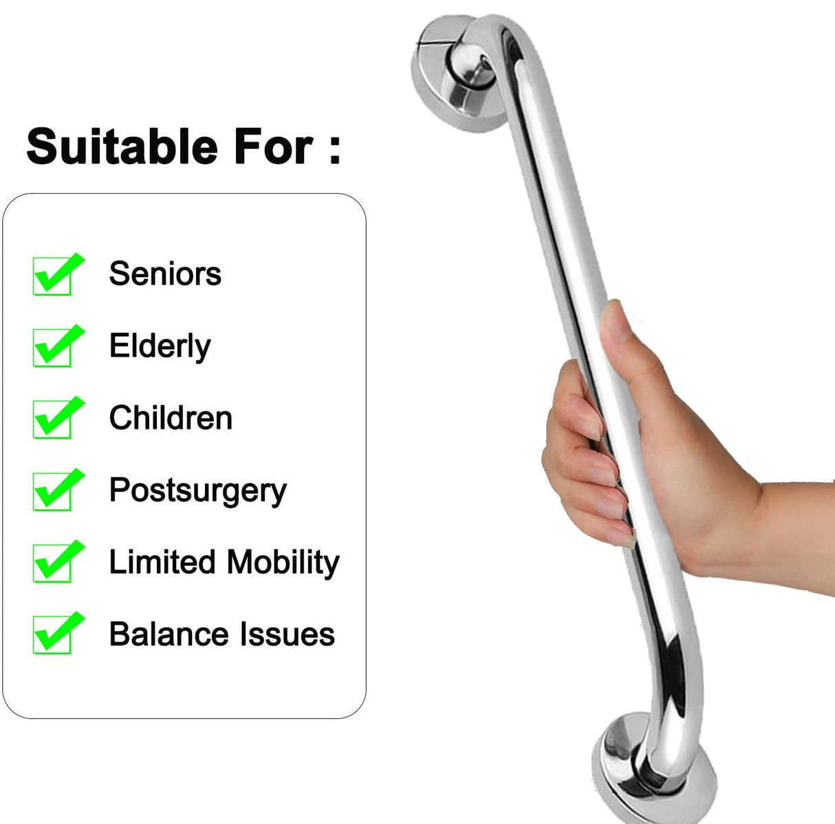 2 Pack Shower Grab Bar Stainless Steel Bathroom Grab Bars Shower Bath Handle Grab Bars for Bathtub Showers 18 Inch