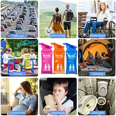 Disposable Urinal Bag, 2024 Upgraded 900ML Emergency Urine Bag, Pee Bags for Travel, Urinals Portable for Car, Universal Urinal Bag for Men, Women and Children, Essential for Outdoor Travel