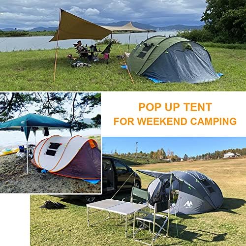 6 Person Easy Pop Up Tents for Camping - AYAMAYA Double Layer Waterproof Instant Tent with Vestibule & Porch, Large Size Family Tent Automatic Setup for 4-6 People Camping Hiking (Poles Included)