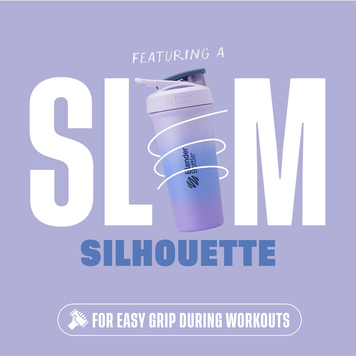 BlenderBottle Sport Sleek Insulated Stainless Steel Shaker Bottle with Wire Whisk, 25-Ounce, Lavender Ombre – Protein Shakes & Hydration for Athletes & Fitness Enthusiasts, Easy Mixing, Slim Easy to Hold, Keeps Drinks Cold, Lockable Lid