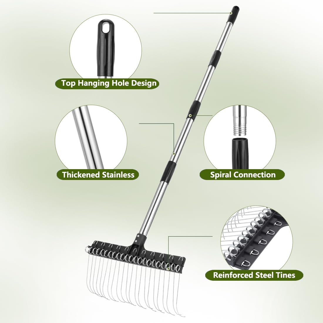 Soysehung Thatch Rake 63-inch Adjustable Handle