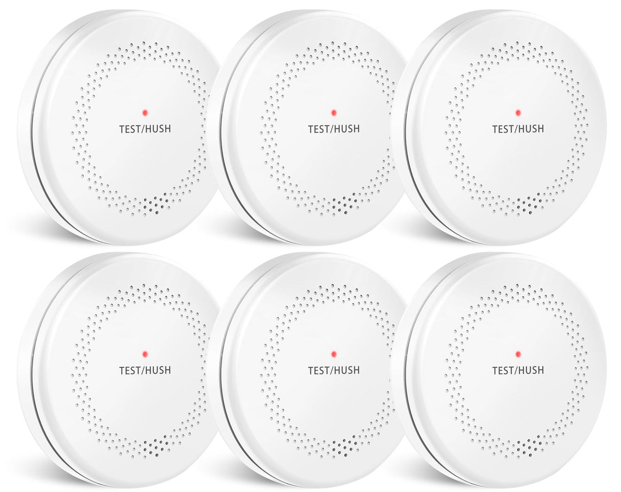 6 Pack Combination Smoke and Carbon Monoxide Detectors, HATHEPHS 10 Years Battery Dual Sensor Fire and CO Alarms with Large Test/Silence Button
