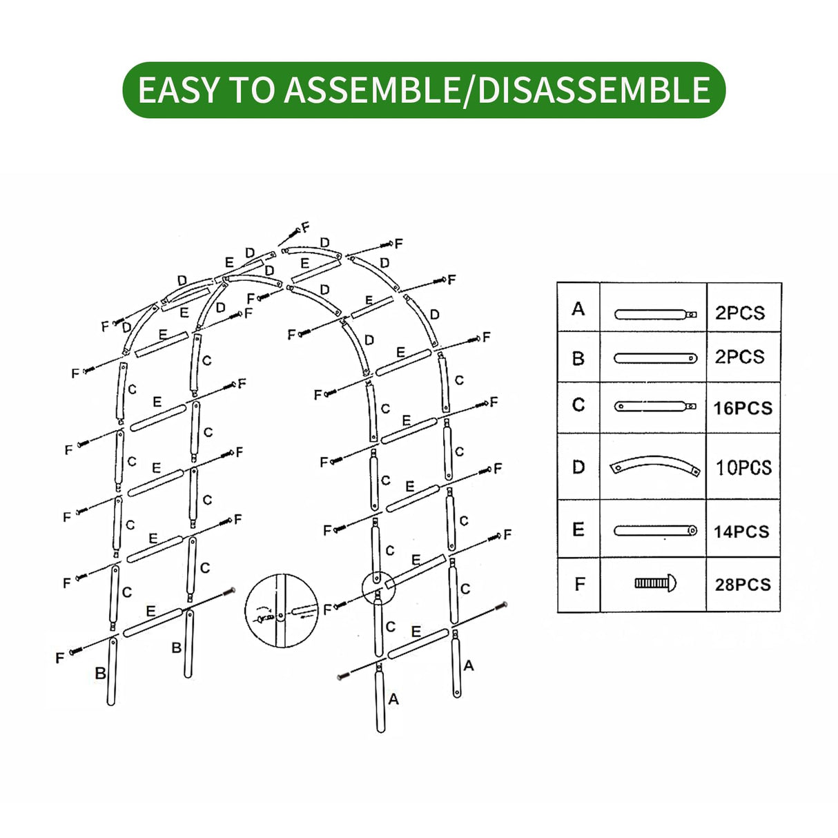 SCENDOR Iron Pergola Arbor Practical, 7.9 Feet High x 4.6 Feet Wide, Assemble Easily for Various Climbing Plant Wedding Garden Arch Bridal Party Decoration Wide Arbor