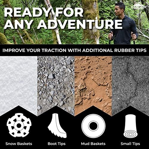 Cascade Mountain Tech Lightweight Aircraft-Grade Aluminum Trekking Poles with Extended Down Grip Plus Tip Kit